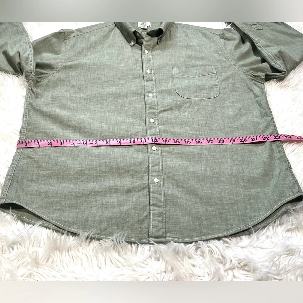 J.CREW Organic Cotton Men’s Slim Fit Button-Down Shirt Stretch Moss Green